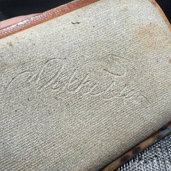 Vintage Hand Made Stoneware Pottery Dish Tray Artist Signed Embossed Butterfly - Picture 6 of 16